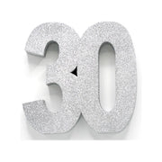 Tafeldecoratie glitter zilver cijfer 30