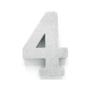 Tafeldecoratie glitter zilver cijfer 4