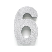 Tafeldecoratie glitter zilver cijfer 6