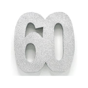 Tafeldecoratie glitter zilver cijfer 60