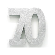 Tafeldecoratie glitter zilver cijfer 70