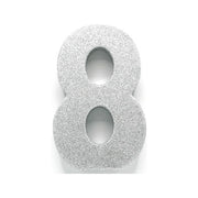 Tafeldecoratie glitter zilver cijfer 8