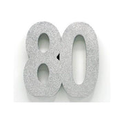 Tafeldecoratie glitter zilver cijfer 80