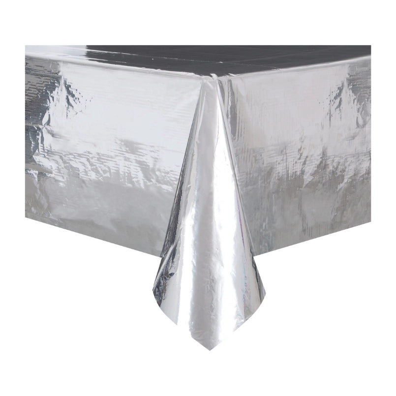 Tafelkleed metallic zilver folie 274 x 137cm
