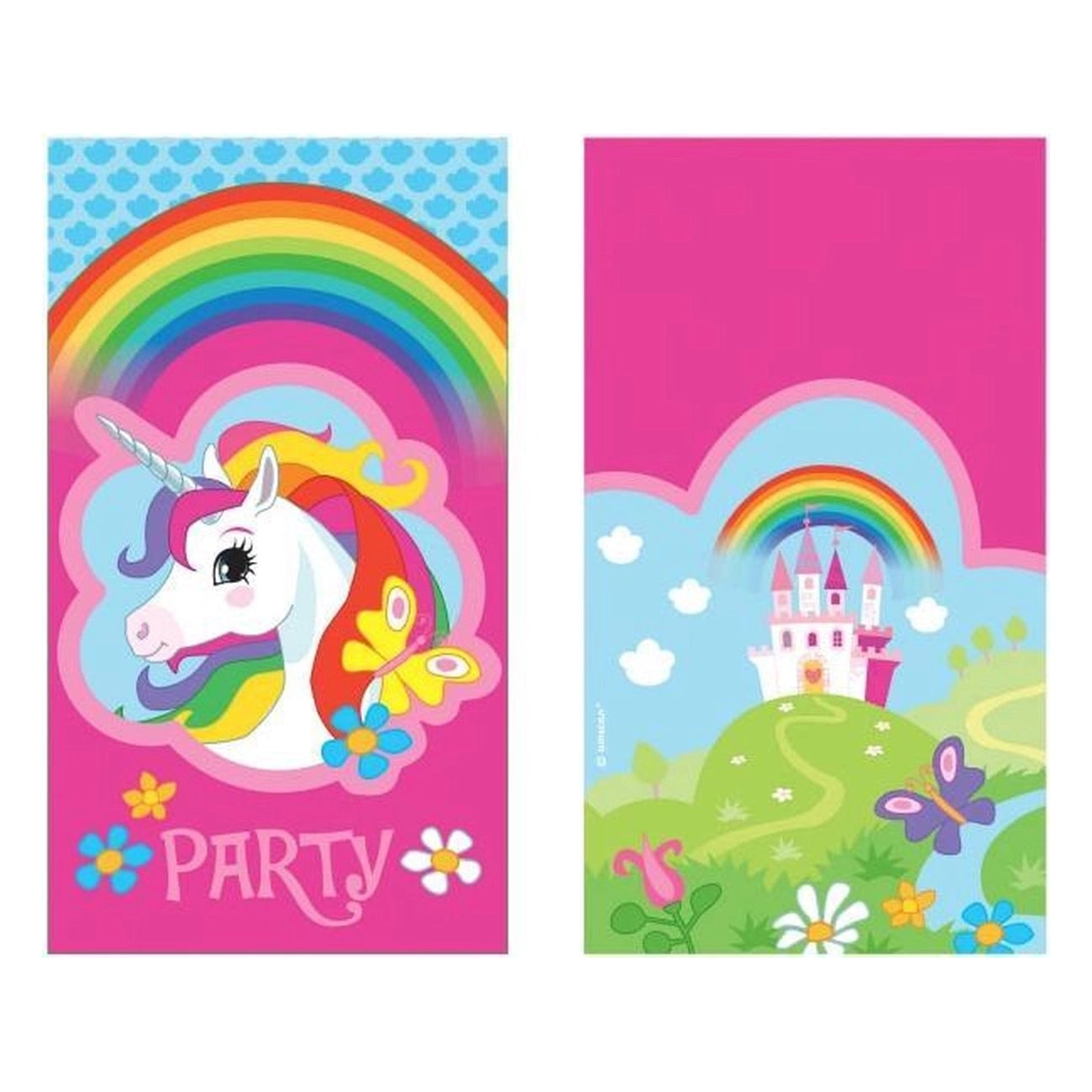 Unicorn uitnodigingen met envelop 8 stuks