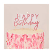 Verjaardagskaars Happy Birthday Rose Goud 12,5 x 11cm