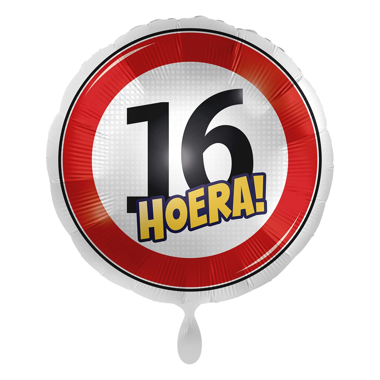 Verkeersbord Folieballon Hoera 16 jaar 43cm