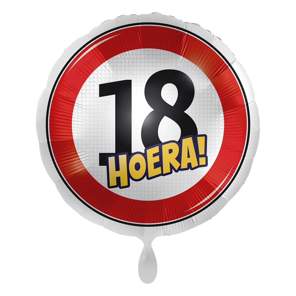 Verkeersbord Folieballon Hoera 18 jaar 43cm