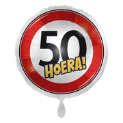 Verkeersbord Folieballon Hoera 50 jaar 43cm