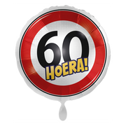 Verkeersbord Folieballon Hoera 60 jaar 43cm