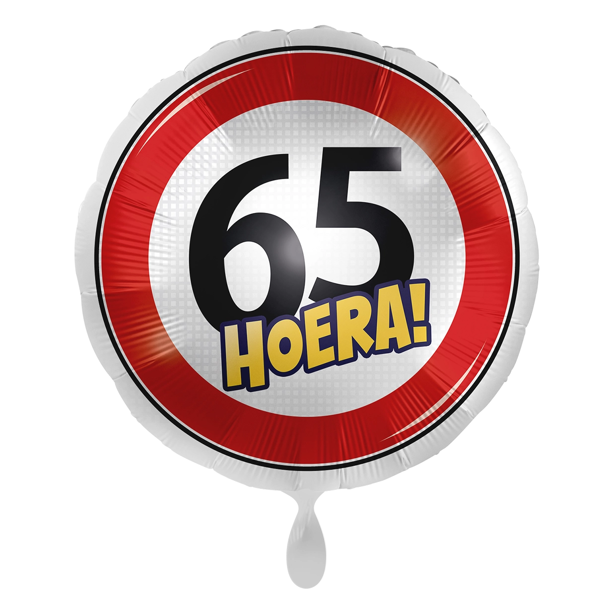Verkeersbord Folieballon Hoera 65 jaar 43cm
