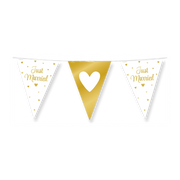 Vlaggenlijn Just Married Goud en Wit metallic 10 meter
