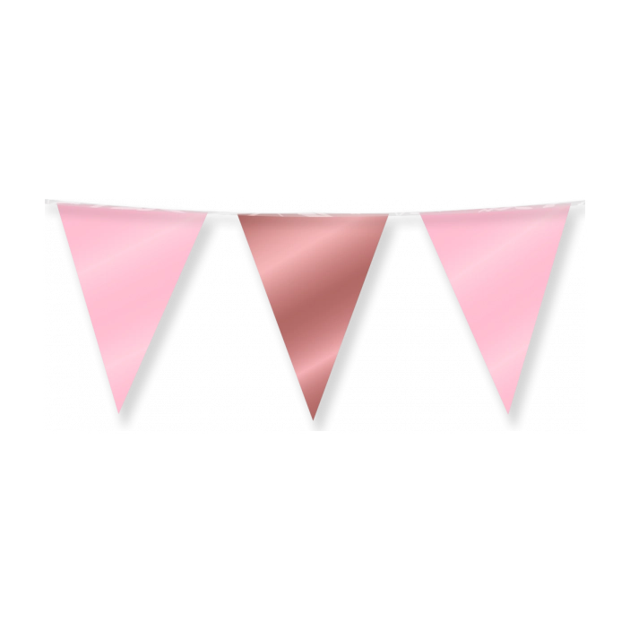 Vlaggenlijn Roze en Rose Goud metallic 10 meter