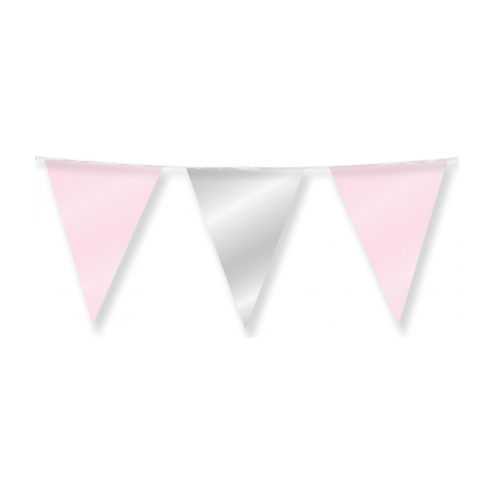Vlaggenlijn Zilver en Roze metallic 10 meter