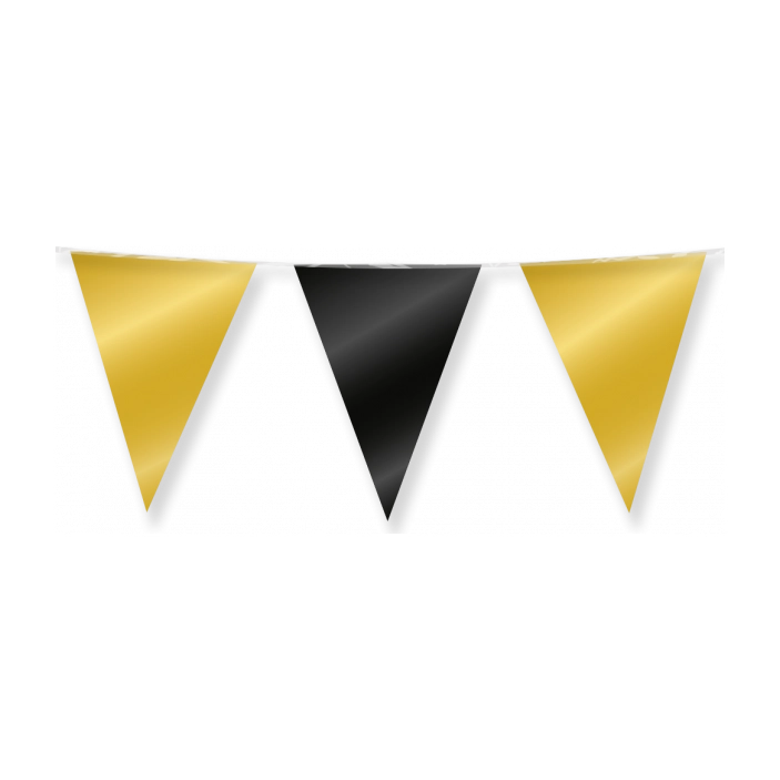 Vlaggenlijn zwart goud metallic 10 meter