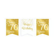 Vlaggetjesslinger - 70 jaar - wit en goud