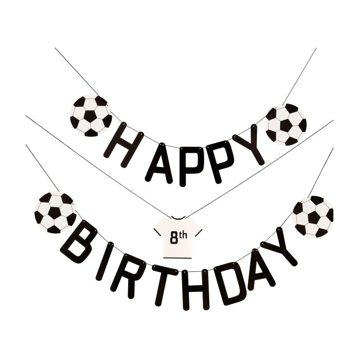 Voetbal letterslinger Happy Birthday aanpasbaar 150x12cm