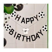 Voetbal letterslinger Happy Birthday aanpasbaar 150x12cm