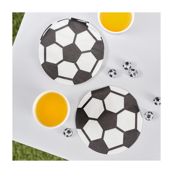 Voetbal servetten papier 16 stuks 14,5cm