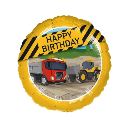 Vrachtwagen folieballon met bouwthema 43cm