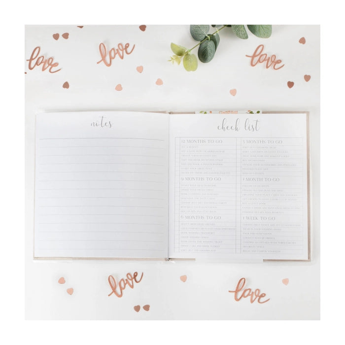 Weddingplanner Suede grijs met rosé gouden letters bruiloft 48 pagina's