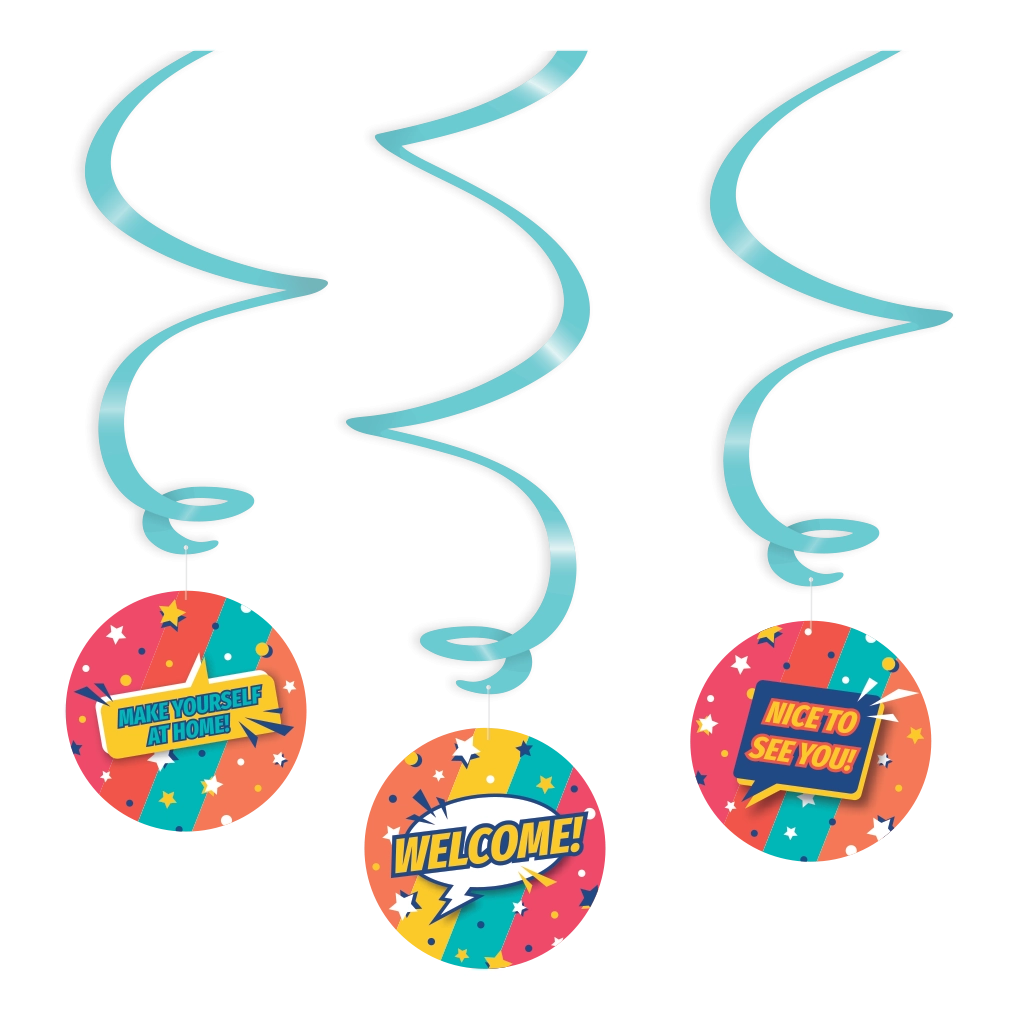 Welcome Cartoon - Swirl decoratie - 3 stuks