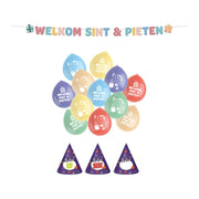 Welkom Sint en Pieten letterslinger en ballonnen (pakket 14)