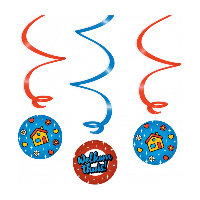 Welkom Thuis Cartoon - Swirl decoratie - 3 stuks