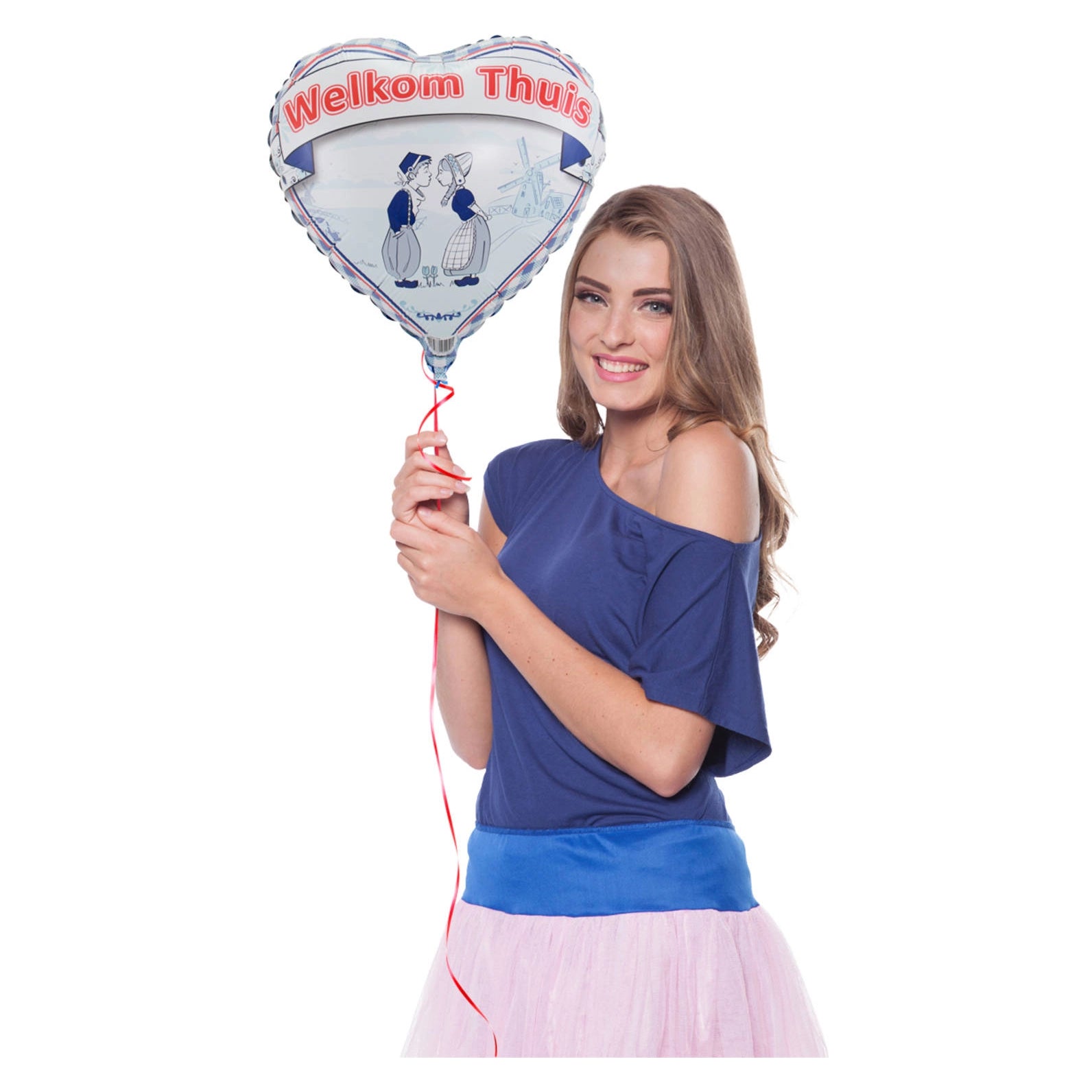 Welkom Thuis folieballon Delfts Blauw hart 45cm