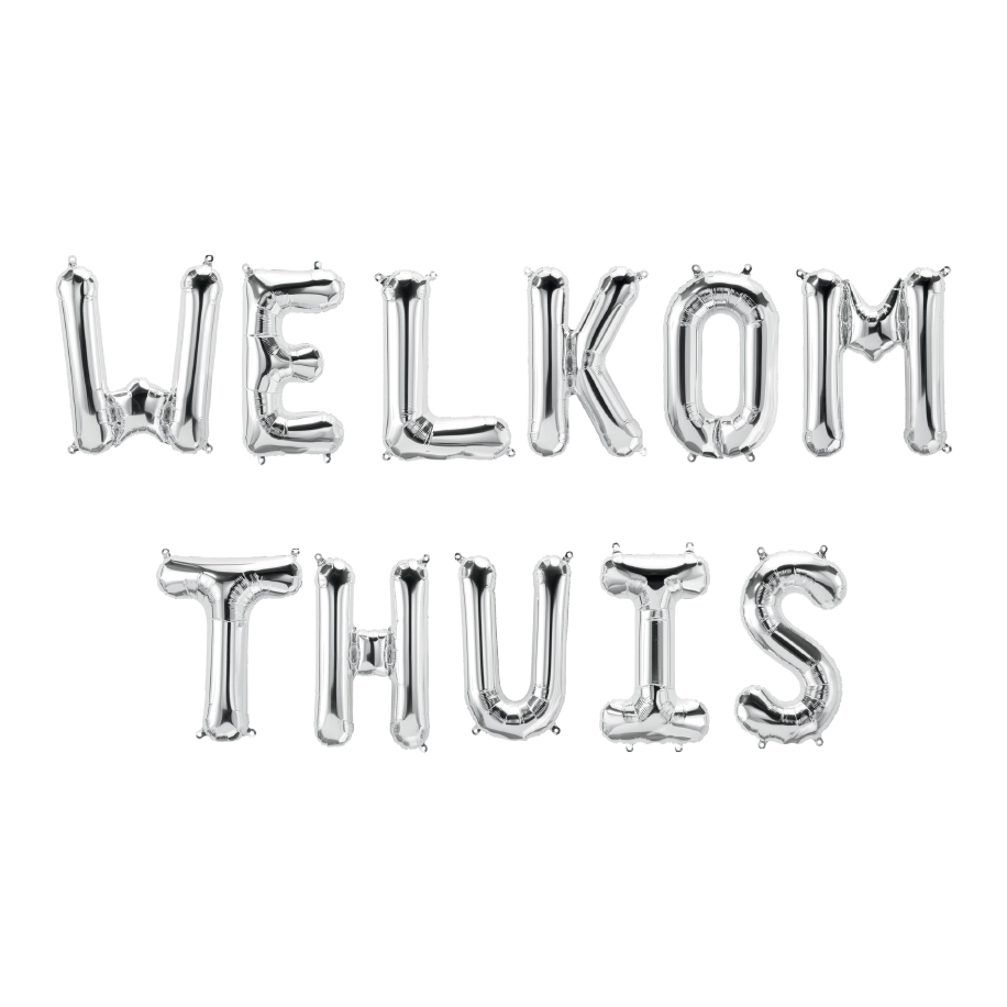Welkom Thuis Folieballonnen set zilver 41cm