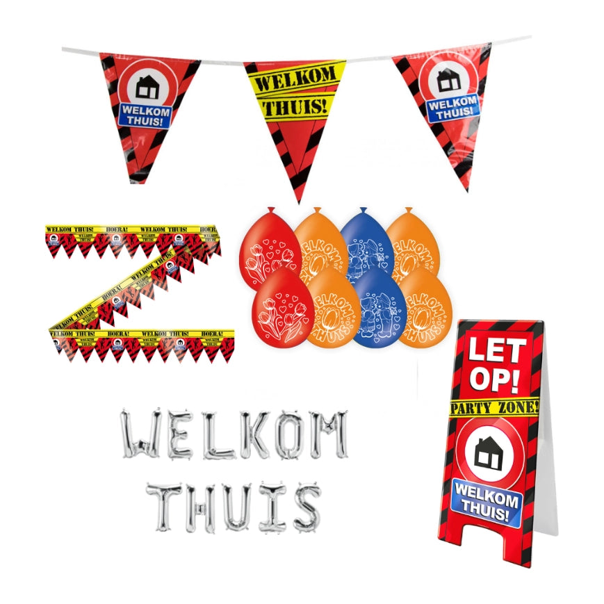 Welkom Thuis Verkeersbord Versiering pakket - L