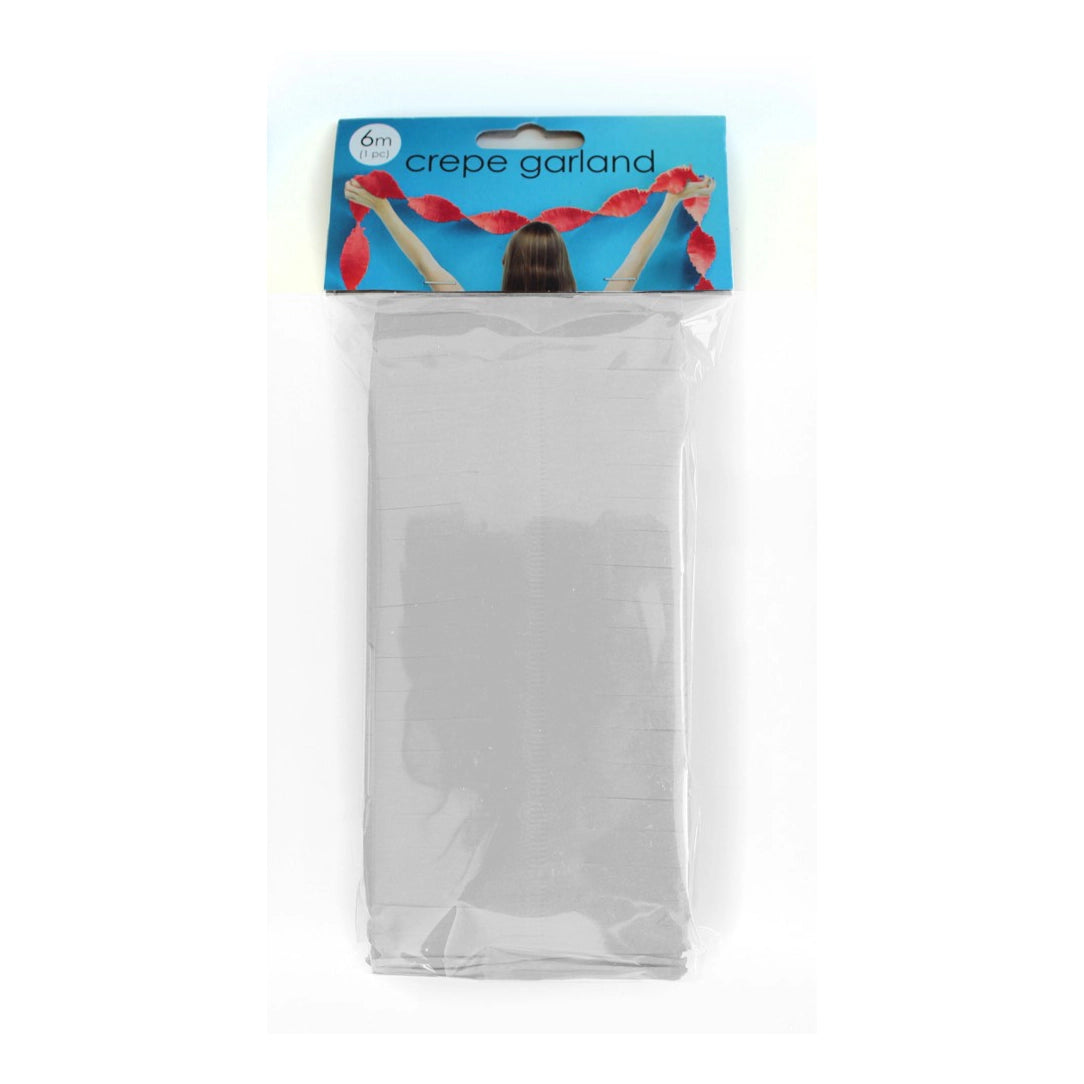 Witte Crêpe papier Slinger 6 meter