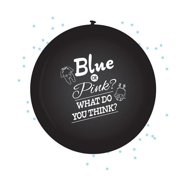 XL Gender Reveal Ballon 60cm Jongen Blauwe confetti