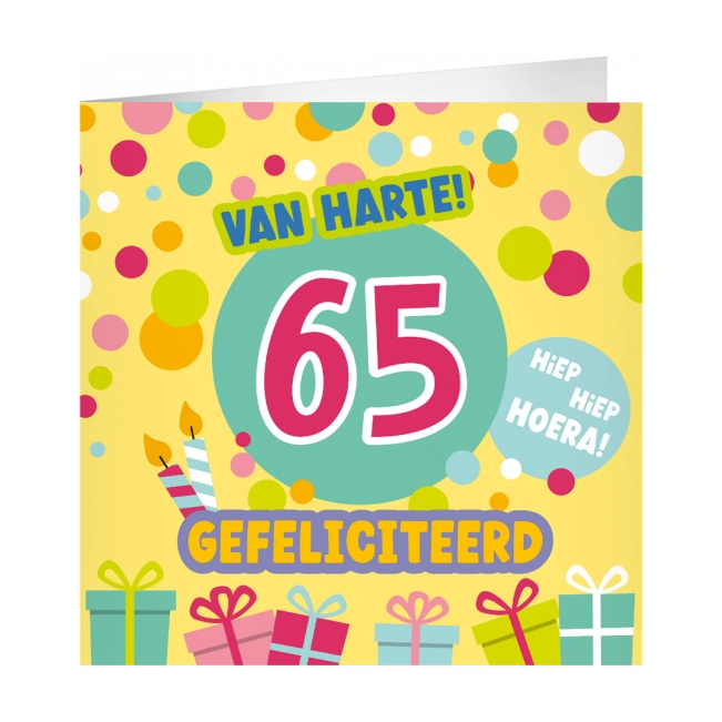 XL Wenskaart van harte 65 jaar