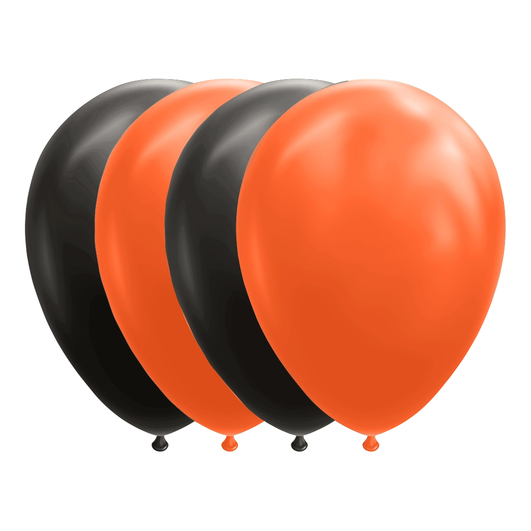 Zwarte en oranje ballonnen 30cm 10 stuks