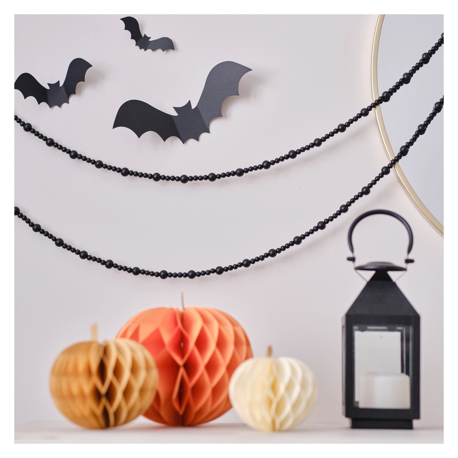 Zwarte kralen halloween slinger - 3 meter